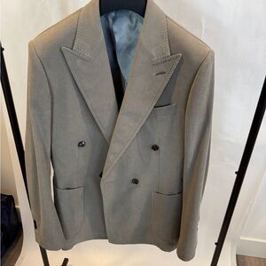 Elegant Double-Breasted Custom Made Corduroy Suit